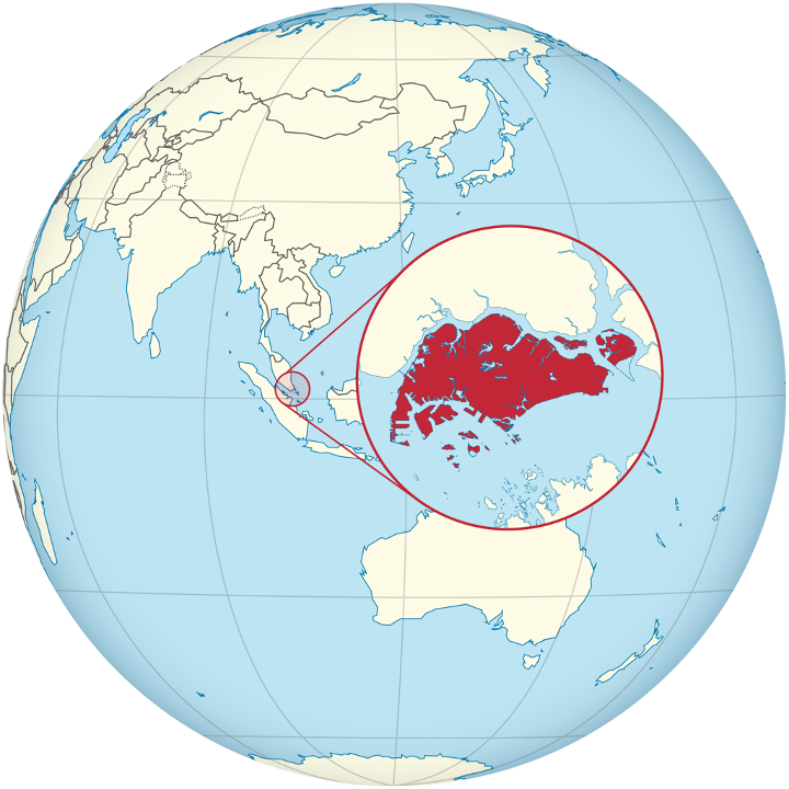 “Singapore on the globe (Southeast Asia centered) zoom” by Seloloving under (CC BY-SA 3.0)
